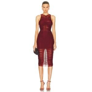 Fleur Du Mal Ruched Midi Dress in Cinnamon M
